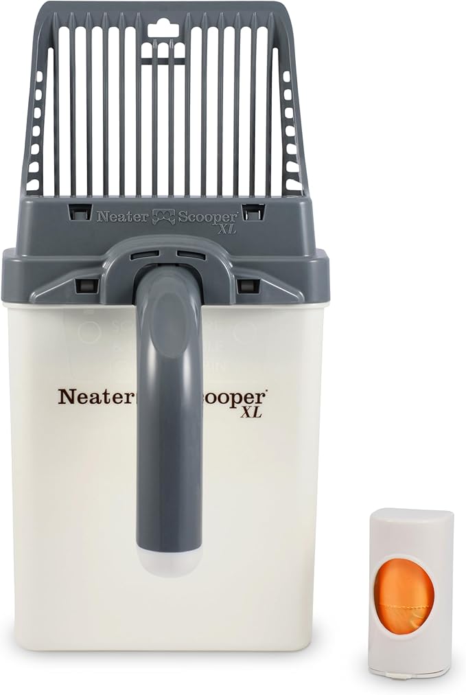 Neater Pet Brands Neater Scooper XL Cat Litter Scoop, 15 Refill Bags – Extra-Large Capacity Mess-Free Cat Litter Scooper with Bag for Large & Multiple Cats, Spill-Proof Litter Box Scooper with Holder-Mewly Pet
