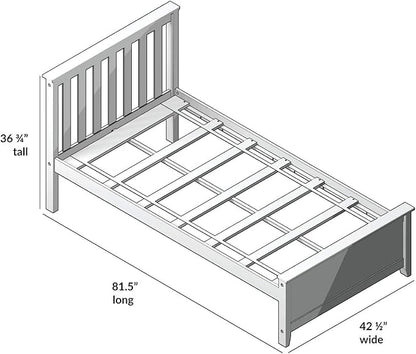 Plank+Beam Solid Wood Twin Bed Frame, Platform Bed with Headboard, Clay