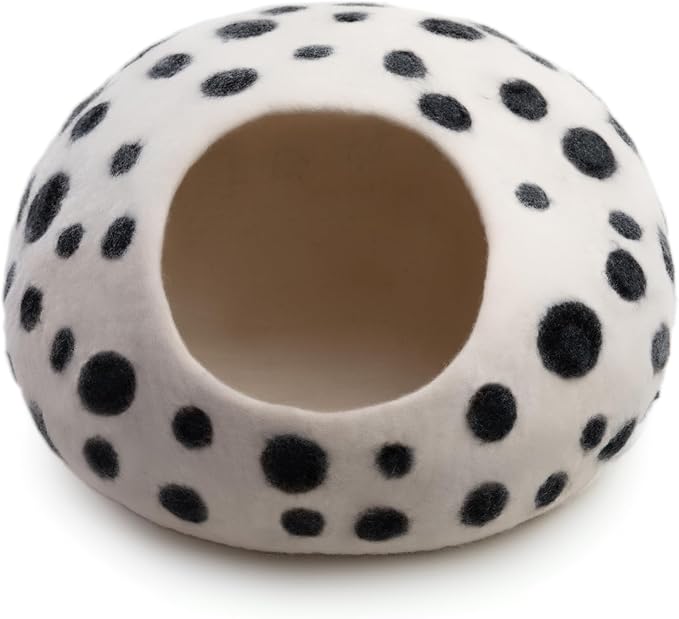 Luxurious Eco-Friendly Merino Wool Cat Cave Bed - Foldable Hideaway Pod for Indoor Cats - Premium Felt Kitten Beds - Covered Cat House for Ultimate Cozy Comfort by Woolygon-Mewly Pet