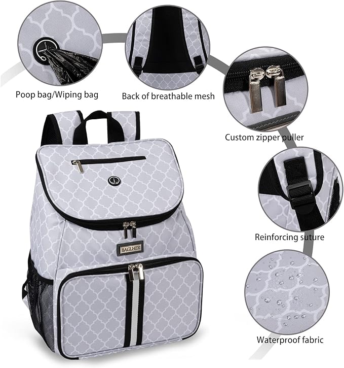 BAGLHER丨Dog Travel Bag, Airline Approved Pet Supplies Backpack, Dog Travel Backpack with 2 Silicone Collapsible Bowls and 2 Food Baskets-Mewly Pet