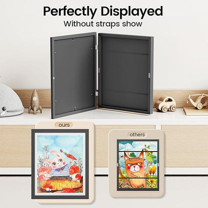 BAIJIALI Black Art Frames for Kids Artwork - Front Opening Holds 150 Drawings, 3D Crafts - 3 Packs 8.5x11 with mat or 9x12 without Mat