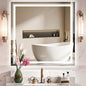 36x36 LED Mirror for Bathroom with Front and Backlit Light Up Digital Mirrors for Wall,Anti Fog,Stepless Dimmable,Tempered Silver Glass Smart Vanity Mirror for Bathroom