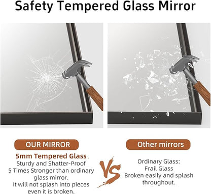 60x30 Inch Black Bathroom Mirrors for Over Sink, Rectangle Framed Mirrors, Vanity Mirror for Bathroom, Anti-Rust, Tempered Glass, Wall-Mounted Large Wall Mirror (Horizontal/Vertical)