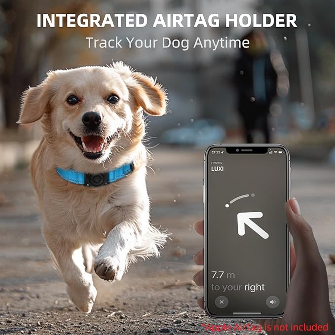 Airtag Dog Collar - 100% Waterproof Air tag Dog Collar Holder for Apple AirTag, Reflective, Soft Padded, Everlasting, GPS Dog Collar for Small Medium Large Dogs (Blue, XL)-Mewly Pet