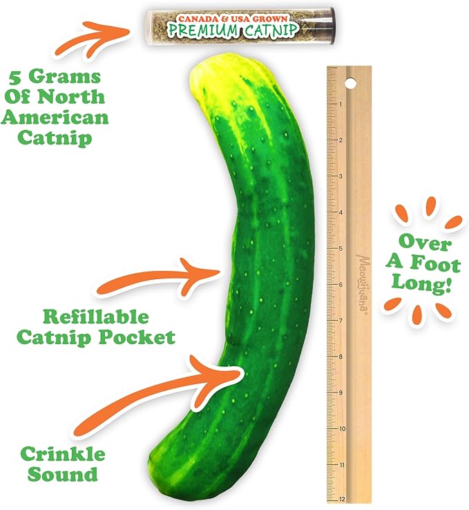 Meowijuana Pickle Bundle | Get Kickin' Refillable Spicy Pickle Toy and Meowi-Waui Catnip | Promotes Play and Cat Health | Includes North American Organic Catnip-Mewly Pet