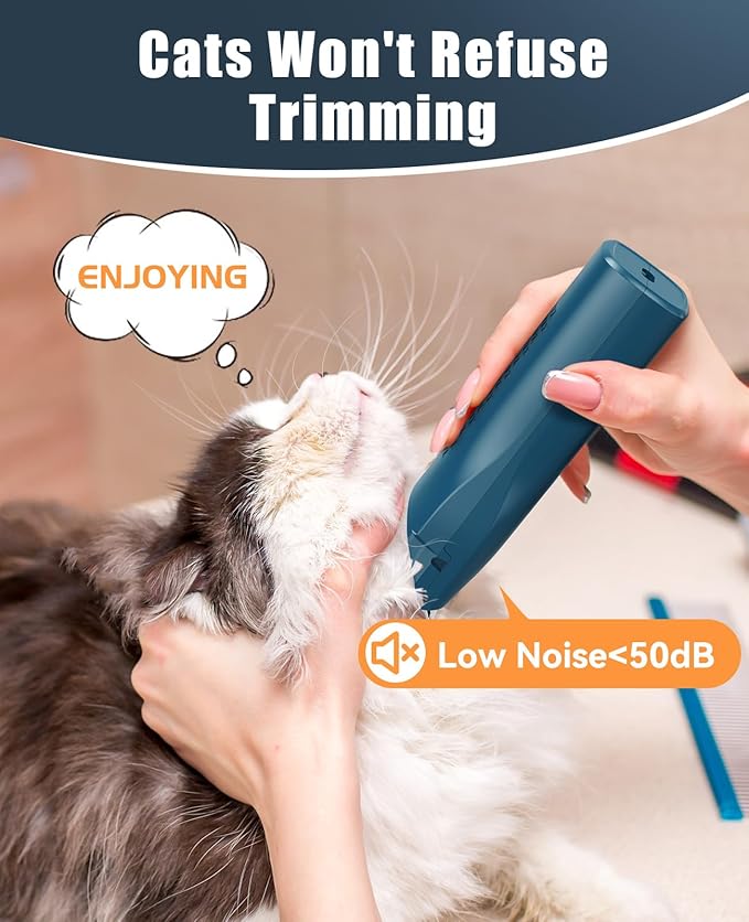 oneisall Pet Clipper for Cat Matted Hair, Pet Shaver for Cats Quiet Pet Clippers Waterproof Cordless Cat Clippers for Matted Hair Long Hair with Storage Bag (Green)-Mewly Pet