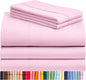 LuxClub 5 PC Sheet Set Bed Sheets Deep Pockets 16" Eco Friendly Wrinkle Free Cooling Machine Washable Hotel Bedding Silky Soft - Powder Pink Split King