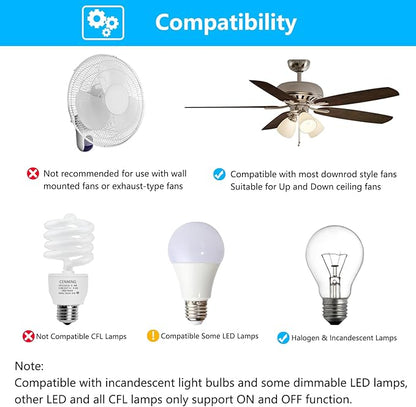 Universal Ceiling Fan Remote Control Kit with Up Down Light Controls Replacement for Hampton Bay Hunter Harbor Breeze,w/Receiver Dimmer 3-Speed,Replace for UC7078T CHQ7078T UC7083T CHQ7083T Fan-HD