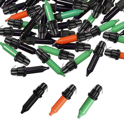 60Count 2.5V Christmas 50/100/150/200 Count Mini Incandescent Wire String Lights Replacement Bulbs Indoor/Outdoor Christmas Lights Decor for Home Xmas Tree (Black Base with Orange, Green, Black Bulb)