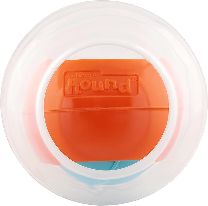 Outward Hound Nina Ottosson Topsy Treat Ball Dog Puzzle Interactive Treat Puzzle Dog Enrichment Dog Toy, Level 1 Beginner, Orange-Mewly Pet