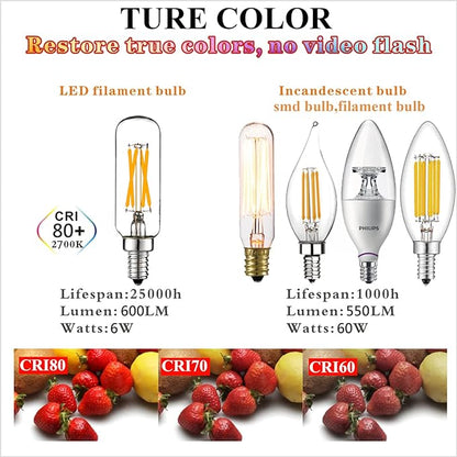 LiteHistory LED Bulb Dimmable 6W Equal Warm White 2700K T6 T25 E12 Candelabra Bulb 60 watt for Chandeliers,Ceiling Fan,Pendant,Wall sconces AC120V 600LM e12 Light Bulb 6Pack