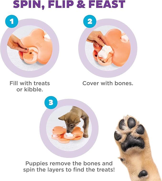 Outward Hound Nina Ottosson Puppy Tornado Dog Puzzle Interactive Treat Puzzle Dog Enrichment Dog Toy for Puppies, Level 2 Intermediate, Pink-Mewly Pet