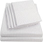 Queen Sheets Pinstripe White - 6 Piece 1500 Supreme Collection Fine Brushed Microfiber Deep Pocket Queen Sheet Set Bedding - 2 Extra Pillow Cases, Great Value, Queen, Pinstripe White