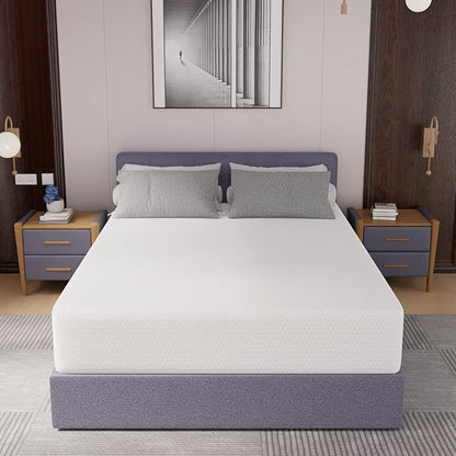 Pay Lesshere 12 Inch Queen Green Tea Mattress/Breathable Mattress for Cool Sleep & Pressure Relief/Medium Firm Mattresses/CertiPUR-US Certified/Bed-in-a-Box/Pressure Relieving （12 inch, Queen）