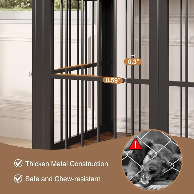 39.4" Dog Crate Furniture for Medium and Large Breed, Dog Kennel Furniture with Storage Shelf & Lockable Wheels, Heavy Duty Wooden End Side Table Pet Cage Indoor, Chew-Resistant, Brown-Mewly Pet