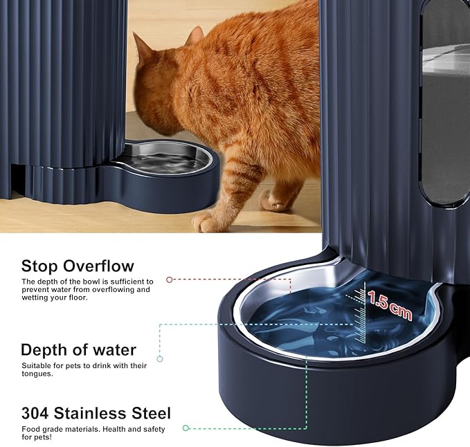 Gardner Pet Automatic Gravity Cat Food Feeder and Water Dispenser Stainless Steel Two-in-One Set Large Capacity Dispenser for Pets Dogs, Puppies, Kittens-Mewly Pet