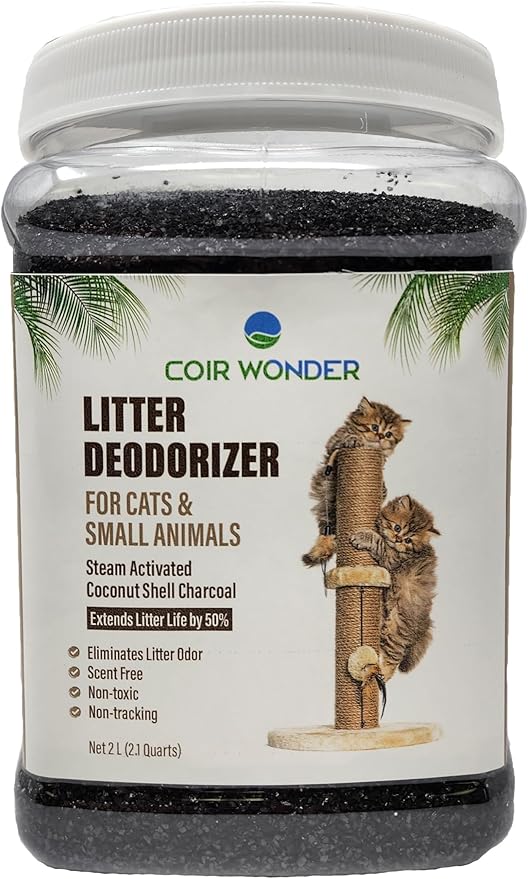 Cat Litter Deodorizer – 2.2 Lb Activated Charcoal Carbon – Odor Eliminator for Litter Box, Chicken Coop, Small Animal Enclosures – Extends Litter Life – Natural Pet Odor Control Granules-Mewly Pet