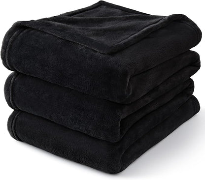 BEDELITE Fleece Blanket Black Throw Blankets for Couch & Bed, Luxury Plush Cozy Fuzzy Blanket 50x60 inches, Super Soft Warm Lightweight Throw Blanket for Travel Camping