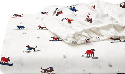 Eddie Bauer - Flannel Sheets King Size, Anti-Pilling & Wrinkle Resistant Cotton, Touchably Soft for All-Season Comfort - Bed Sheets with Matching Pillowcases & Fitted Sheet (Ski Patrol White)
