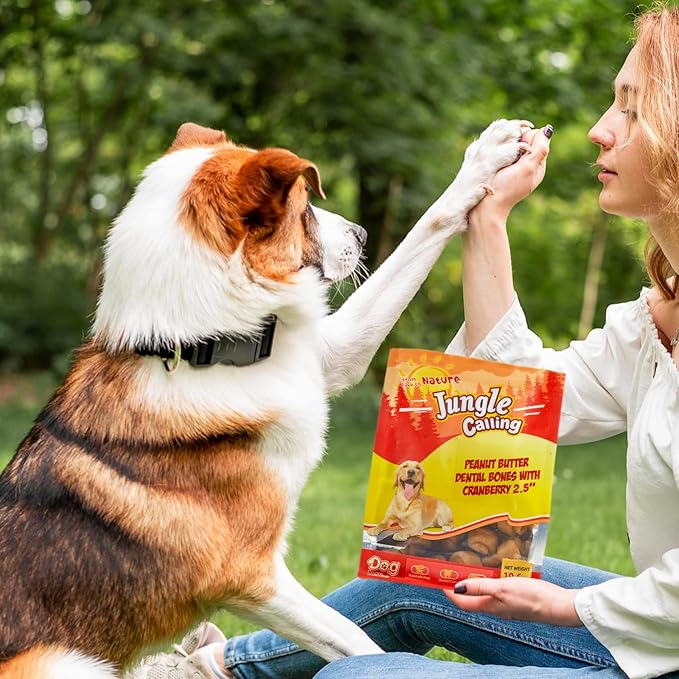 Jungle Calling Peanut Butter Dog Treats, Dental Puppy Chews, Rawhide-Free Bones for Small Dogs, 2.5''-Mewly Pet