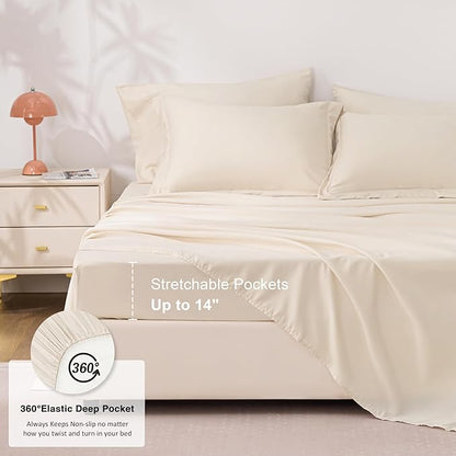 Love's cabin California King Comforter Set Beige, 7 Pieces California King Bed in a Bag, All Season Bedding Sets with 1 Comforter, 1 Flat Sheet, 1 Fitted Sheet, 2 Pillowcase and 2 Pillow Sham