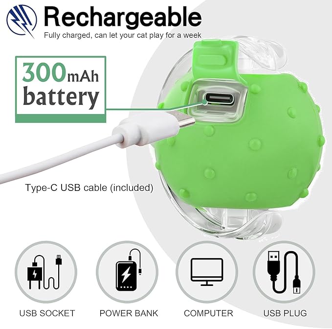 Red & Green Interactive Cat Toy Ball Combo – Automatic Agile Moving Cats Toys with 4 Tail Accessories, Bird Chirping & Motion Activated, Kitten Balls for Multi-Cat Households-Mewly Pet