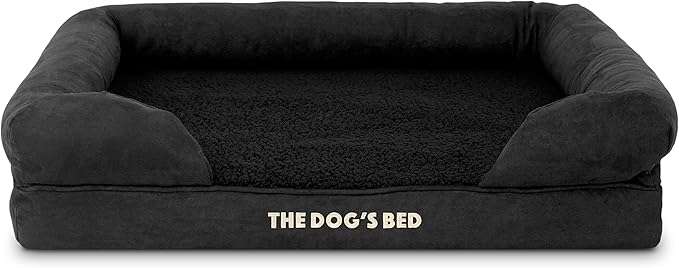 The Dog’s Bed, Medium Black Faux PL 30x23.5, Memory Foam, Pain Relief: Arthritis, Hip & Elbow Dysplasia, Post Surgery, Lameness, Supportive, Calming, Washable Cover, Veterinary Approved-Mewly Pet