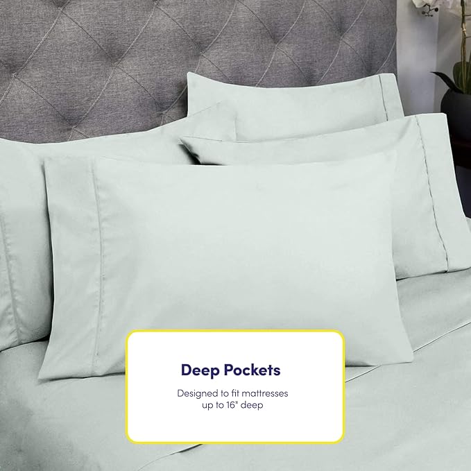 Twin Size Bed Sheets - 4 Piece 1500 Supreme Collection Fine Brushed Microfiber Deep Pocket Twin Sheet Set Bedding - 1 EXTRA PILLOW CASES, GREAT VALUE, Twin, Mint