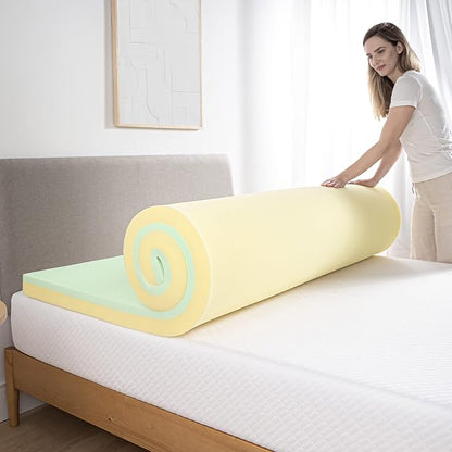 ZINUS 4 Inch Green Tea Memory Foam Mattress Topper, Pressure-Relieving Layers, CertiPUR-US Certified, Twin