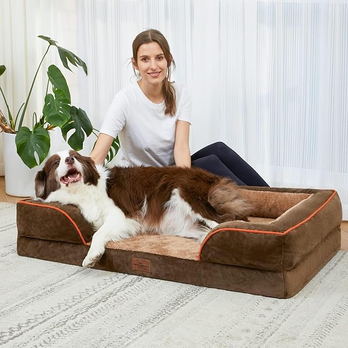 Comfort Expression Small Dog Beds Waterproof Cat Beds Orthopedic Foam Sofa Beds for Small Dogs Comfy Pet Bed with Washable Removable Cover & Non-Slip Bottom(XX-Small,Brown)-Mewly Pet