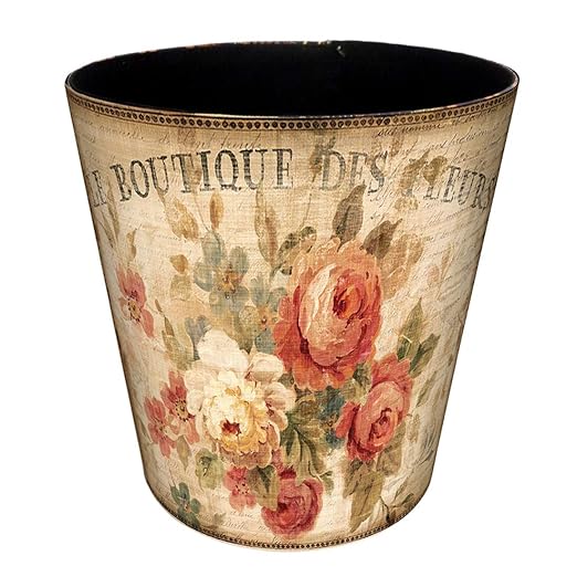 10L Wastebasket Retro Decorative Trash Can Waterproof PU Leather Wastebasket Without Lid for Kitchen, Office, Living Room, Bedroom
