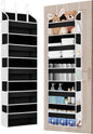 1 Pack Over The Door Storage Organizer with 5 Pockets 10 Mesh Side Pockets, 44 lbs Weight Capacity Door Hanging Organizers and Storage for Bedroom,Bathroom,Nursery,Pantry,Dorm(Black)