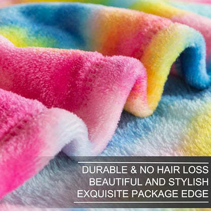 Colorful Blanket King Size- Premium Lightweight Anti-Static Rainbow Throw Soft Couth Sofa Cozy Warm Flannel Blankets Plush Gift for Daughter Mom, Bedroom Decor 90" x 108"(Rainbow King)