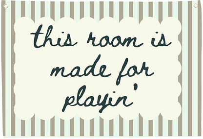 Playroom Rectangular Canvas Banner Wall Decor-Flag Poster Wall Decor for Baby Boy Girl Kids Teen,Playroom Nursery Homeschool Bedroom Home-Baby Shower Birthday Christmas-This Room Is Made for Playing