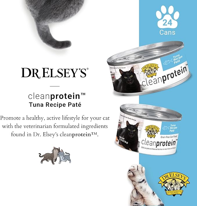Dr. Elsey's cleanprotein Tuna Recipe Wet Cat Food (Case of 24), 2.75 oz Canned Food-Mewly Pet