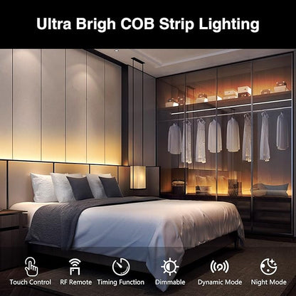 COB LED Strip Lights, Tunable White 2700K-6500K COB Light Strip with RF Remote, 3040 LEDs, CRI90+, 24V Adapter, Dimmable High Density Uniform LED Lights for Bedroom, Kitchen, Cabinet, 16.4ft
