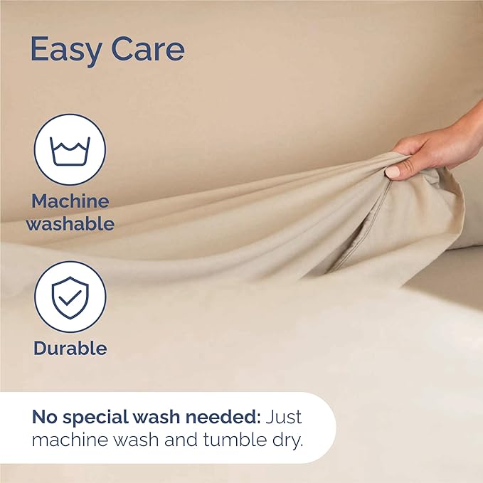Split King Bed Sheet Set - 7 Piece Split King Bed Sheet Set - Soft Hotel Luxury Bedding - Cooling, Comfy & Breathable - 1 Flat & 1 Fitted & 4 Pillowcases w/ Deep Pockets - Wrinkle & Fade Free - Cream