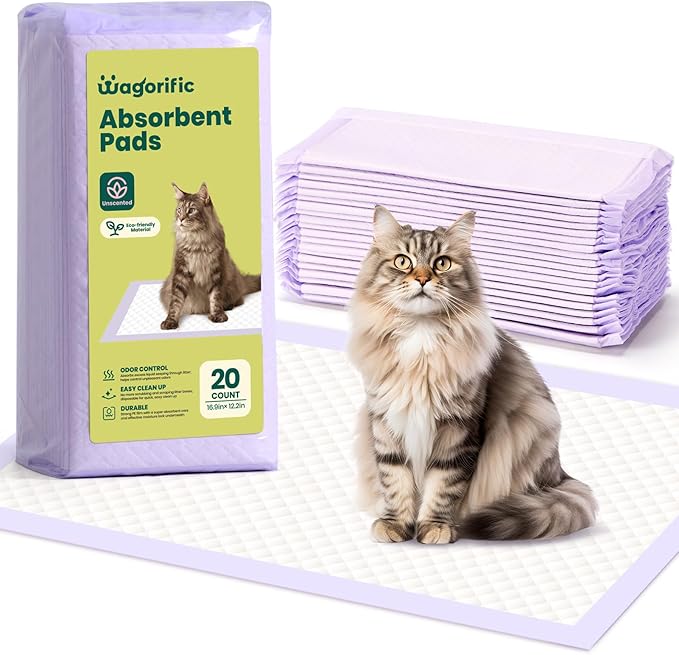 Cat Pads Refills for Tidy Cats Breeze Litter System - Super Absorbent 6-Layer Pads for Odor Control Unscented - 16.9" x 11.4" - Pack of 20 Litter Box Replacement Pads-Mewly Pet