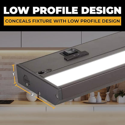 LED Under Cabinet Lighting Hardwired - 3CCT 32 Inch Bronze Finish - Undercabinet Lights for Kitchen - Linkable Undercounter Dimmable Plug in Light or Hard Wired - Under Counter Fixture Direct Wire