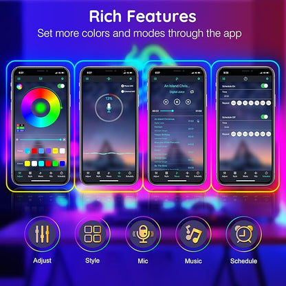 FBZ 20Ft Led Rope Lights, Flexible Neon Lights Control with App/Remote, Multiple Modes, IP65 Outdoor RGB Waterproof, Music Sync Gaming Light Strip for Bedroom Decor