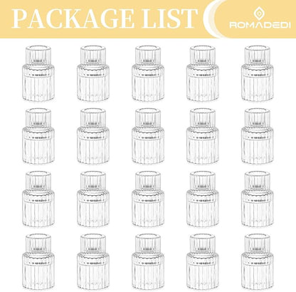 Romadedi Glass Candle Holder for Candlestick - 20 Pcs Clear Small Tapered Candle Holder Wedding Decor Table Centerpiece Bulk for Candle Sticks Christmas Party Living Room Dinner Advent