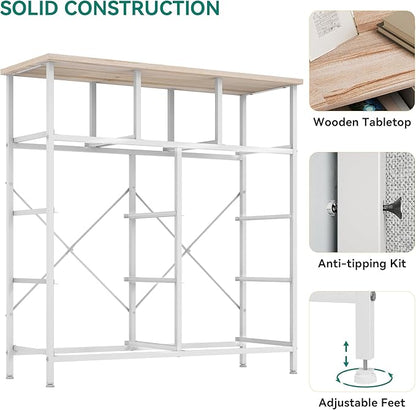 YITAHOME 9 Drawer Dresser, Light Gray Fabric Storage Tower, Tall Organizer Unit for Room, Living Room, Hallway, Closets - Sturdy Steel Frame, Wooden Top & Easy Pull Bins
