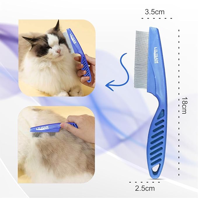 Pet Self Cleaning Slicker Brush and Grooming Comb - Gently Removes Loose Hair, Tangles, and Dirt - Skin Friendly Deshedding Grooming Tool for Hair Dogs & Cats - Pet Supplies Accessories (Blue)-Mewly Pet