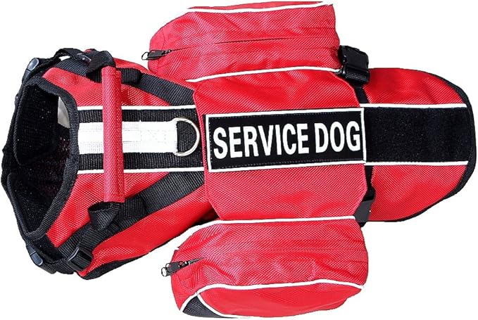 Serijoars Dog Vest Harnesses with Saddlebag Backpack for Camping & Travel - Reflective Hound Hiking Backpack Saddle Bag - Lightweight Vest Harness for Medium & Large Dogs (Red, L)-Mewly Pet
