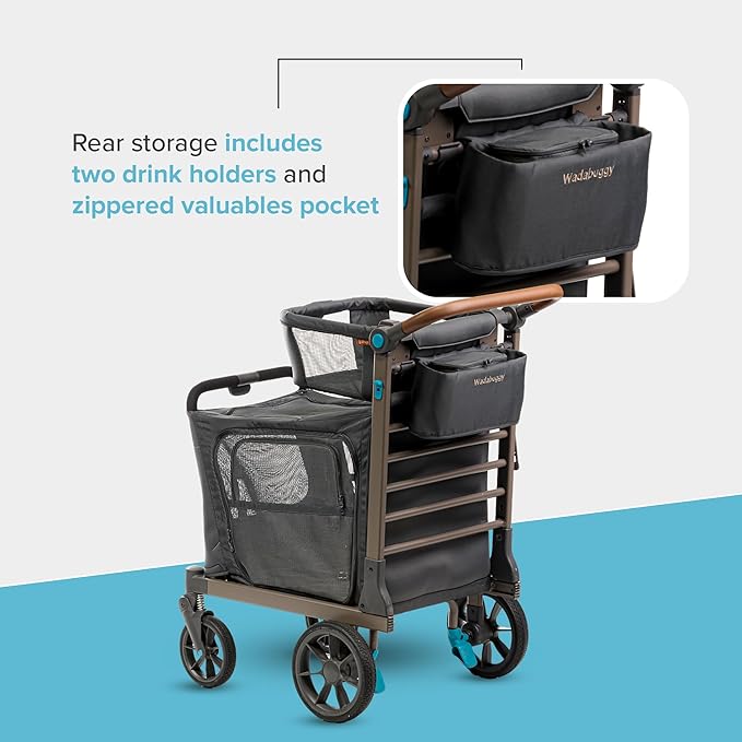 Pet XL Foldable Cart - Adjustable & Portable Pet Stroller with Caddy, Shopping Basket, Foam Filled Rubber Wheels & Storage - Carriage for Small & Medium Dogs, Cats Under 75 lbs-Mewly Pet