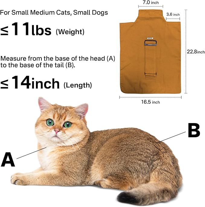 [Cozy Travel] Cat Carrier Pouch, Soft Sided Cat Sling Bag for Small Medium Cats, Carrying Sack, Restraint for Nail Trimming, Grooming,Caramel Small Upgrade-Mewly Pet