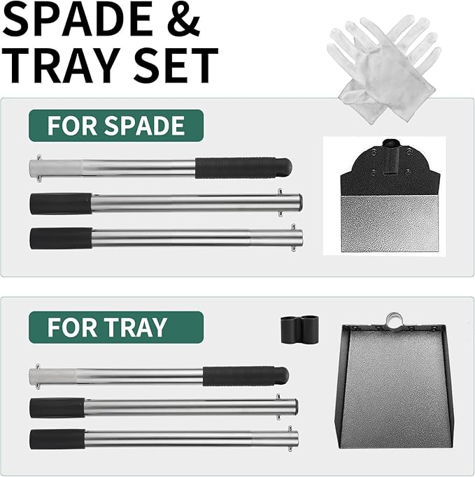 SCENEREAL Dog Pooper Scooper for Yard - Tray & Spade Set, Long Handle Metal Detachable Poop Scooper for Large Medium Small Dogs, Pet Waste Removal Scoop with No Bending for Outdoor Grass, Dirt Gravel-Mewly Pet