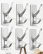 pickpiff Stick on Hooks for Hanging, Extra Sticky 6KG (Max), Coat Hook on Door for Towel Coat Hat Key, Self Adhesive Hangers Wall Mounted, Silver, 6 Pack