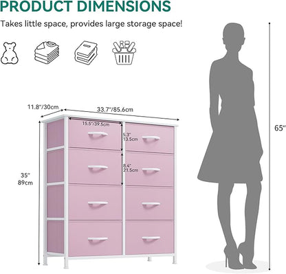 YITAHOME Double Dresser, Fabric Dresser with 8 Drawers, Chest of Drawers for Closet, Living Room, Sturdy Steel Frame, Wooden Top, Easy Pull Handle