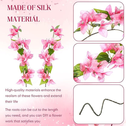 30 Pcs Artificial Faux Bougainvillea Fake Flower Silk Bougainvillea Branches UV Resistant Outdoor Indoor Decoration for Wedding Home Centerpieces Outside Decor (Pink)